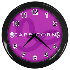 Zodiac Capricorn Purple Wall Clocks (black)