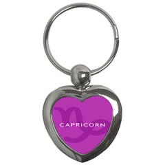 Zodiac Capricorn Purple Key Chains (heart)  by Mariart