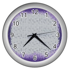 Purple Square Frame With Mosaic Pattern Wall Clocks (silver)  by Nexatart