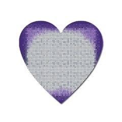 Purple Square Frame With Mosaic Pattern Heart Magnet by Nexatart