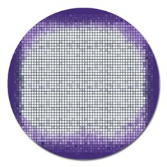 Purple Square Frame With Mosaic Pattern Magnet 5  (round) by Nexatart