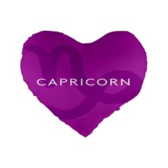 Zodiac Capricorn Purple Standard 16  Premium Flano Heart Shape Cushions by Mariart