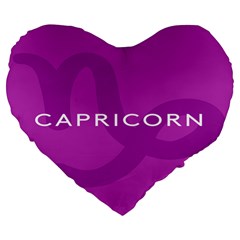 Zodiac Capricorn Purple Large 19  Premium Flano Heart Shape Cushions by Mariart