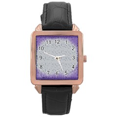 Purple Square Frame With Mosaic Pattern Rose Gold Leather Watch  by Nexatart