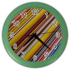 Colourful Lines Color Wall Clocks by Nexatart