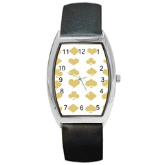 Card Symbols Barrel Style Metal Watch