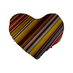 Colourful Lines Standard 16  Premium Flano Heart Shape Cushions by Nexatart