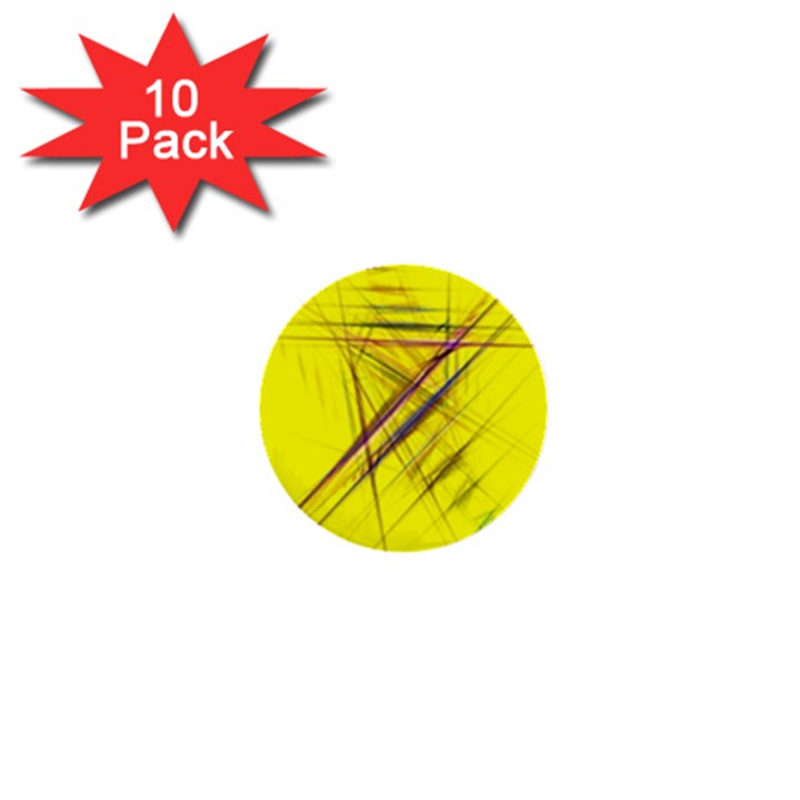 Fractal Color Parallel Lines On Gold Background 1  Mini Buttons (10 pack) 