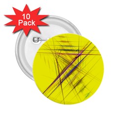 Fractal Color Parallel Lines On Gold Background 2 25  Buttons (10 Pack)  by Nexatart