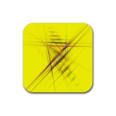 Fractal Color Parallel Lines On Gold Background Rubber Coaster (Square) 