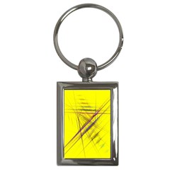 Fractal Color Parallel Lines On Gold Background Key Chains (Rectangle) 