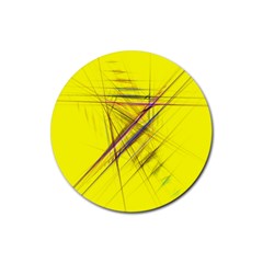 Fractal Color Parallel Lines On Gold Background Rubber Round Coaster (4 Pack)  by Nexatart