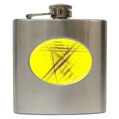 Fractal Color Parallel Lines On Gold Background Hip Flask (6 Oz) by Nexatart