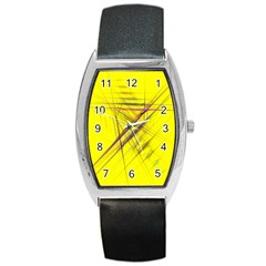 Fractal Color Parallel Lines On Gold Background Barrel Style Metal Watch