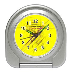 Fractal Color Parallel Lines On Gold Background Travel Alarm Clocks