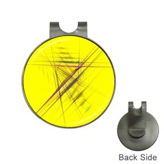 Fractal Color Parallel Lines On Gold Background Hat Clips with Golf Markers