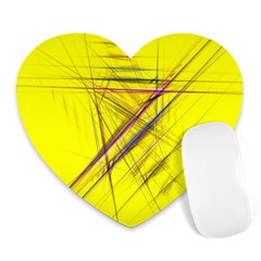 Fractal Color Parallel Lines On Gold Background Heart Mousepads