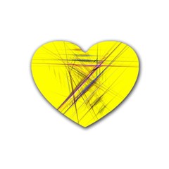 Fractal Color Parallel Lines On Gold Background Rubber Coaster (heart)  by Nexatart