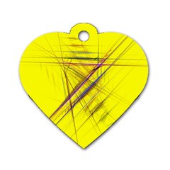 Fractal Color Parallel Lines On Gold Background Dog Tag Heart (One Side)