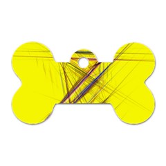 Fractal Color Parallel Lines On Gold Background Dog Tag Bone (One Side)