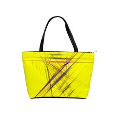 Fractal Color Parallel Lines On Gold Background Shoulder Handbags