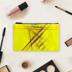 Fractal Color Parallel Lines On Gold Background Cosmetic Bag (Small) 