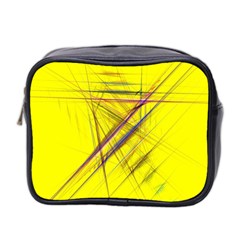 Fractal Color Parallel Lines On Gold Background Mini Toiletries Bag 2-side by Nexatart