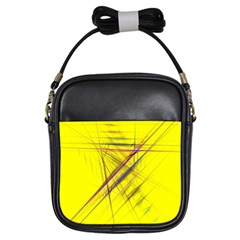 Fractal Color Parallel Lines On Gold Background Girls Sling Bags