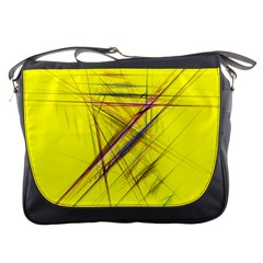 Fractal Color Parallel Lines On Gold Background Messenger Bags by Nexatart