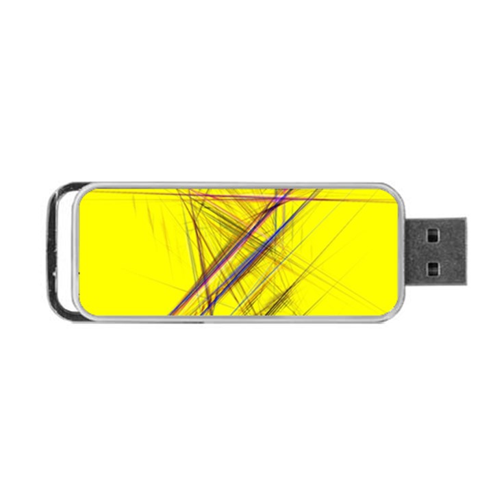 Fractal Color Parallel Lines On Gold Background Portable USB Flash (One Side)