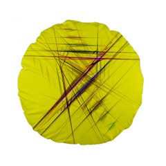 Fractal Color Parallel Lines On Gold Background Standard 15  Premium Round Cushions