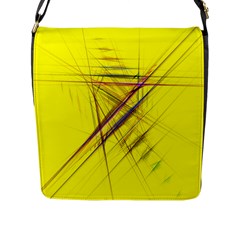 Fractal Color Parallel Lines On Gold Background Flap Messenger Bag (l)  by Nexatart