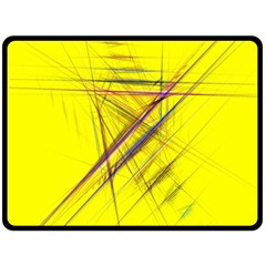 Fractal Color Parallel Lines On Gold Background Double Sided Fleece Blanket (Large) 