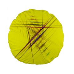 Fractal Color Parallel Lines On Gold Background Standard 15  Premium Flano Round Cushions