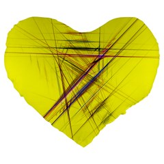 Fractal Color Parallel Lines On Gold Background Large 19  Premium Flano Heart Shape Cushions