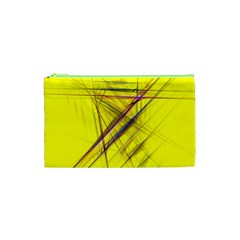 Fractal Color Parallel Lines On Gold Background Cosmetic Bag (xs) by Nexatart