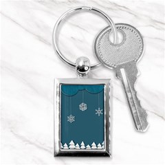 Blue Snowflakes Christmas Trees Key Chains (rectangle)  by Mariart