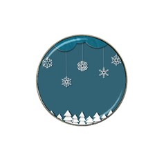 Blue Snowflakes Christmas Trees Hat Clip Ball Marker (4 Pack) by Mariart