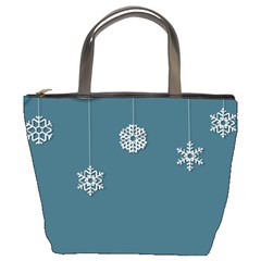 Blue Snowflakes Christmas Trees Bucket Bags by Mariart