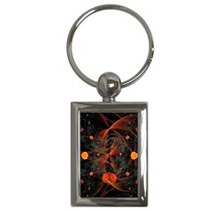 Fractal Wallpaper With Dancing Planets On Black Background Key Chains (rectangle)  by Nexatart