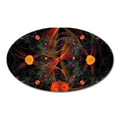 Fractal Wallpaper With Dancing Planets On Black Background Oval Magnet by Nexatart