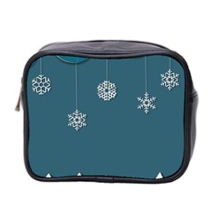 Blue Snowflakes Christmas Trees Mini Toiletries Bag 2-side by Mariart