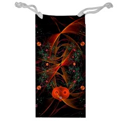 Fractal Wallpaper With Dancing Planets On Black Background Jewelry Bag by Nexatart