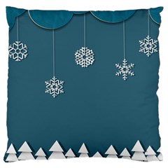 Blue Snowflakes Christmas Trees Large Cushion Case (two Sides) by Mariart