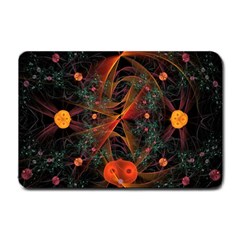 Fractal Wallpaper With Dancing Planets On Black Background Small Doormat  by Nexatart