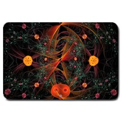 Fractal Wallpaper With Dancing Planets On Black Background Large Doormat  by Nexatart