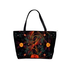 Fractal Wallpaper With Dancing Planets On Black Background Shoulder Handbags by Nexatart