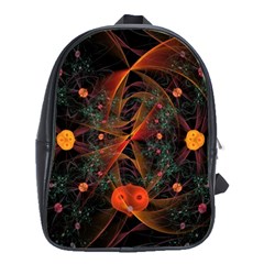 Fractal Wallpaper With Dancing Planets On Black Background School Bags(large)  by Nexatart