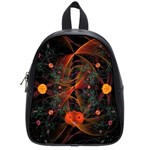 Fractal Wallpaper With Dancing Planets On Black Background School Bags (Small)  Front