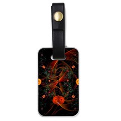 Fractal Wallpaper With Dancing Planets On Black Background Luggage Tags (one Side)  by Nexatart